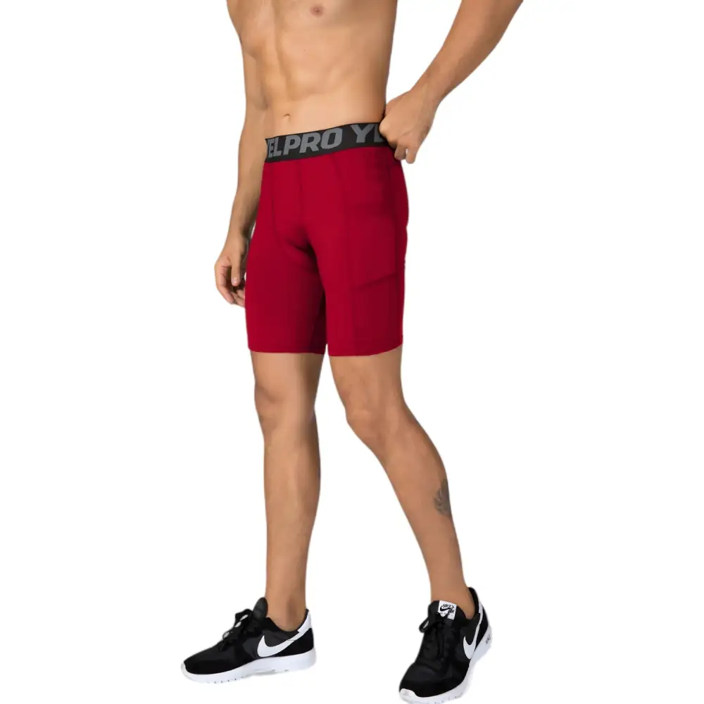 Elastic-Waist Wide-Waistband Compression Stretch Men's Athletic Shorts