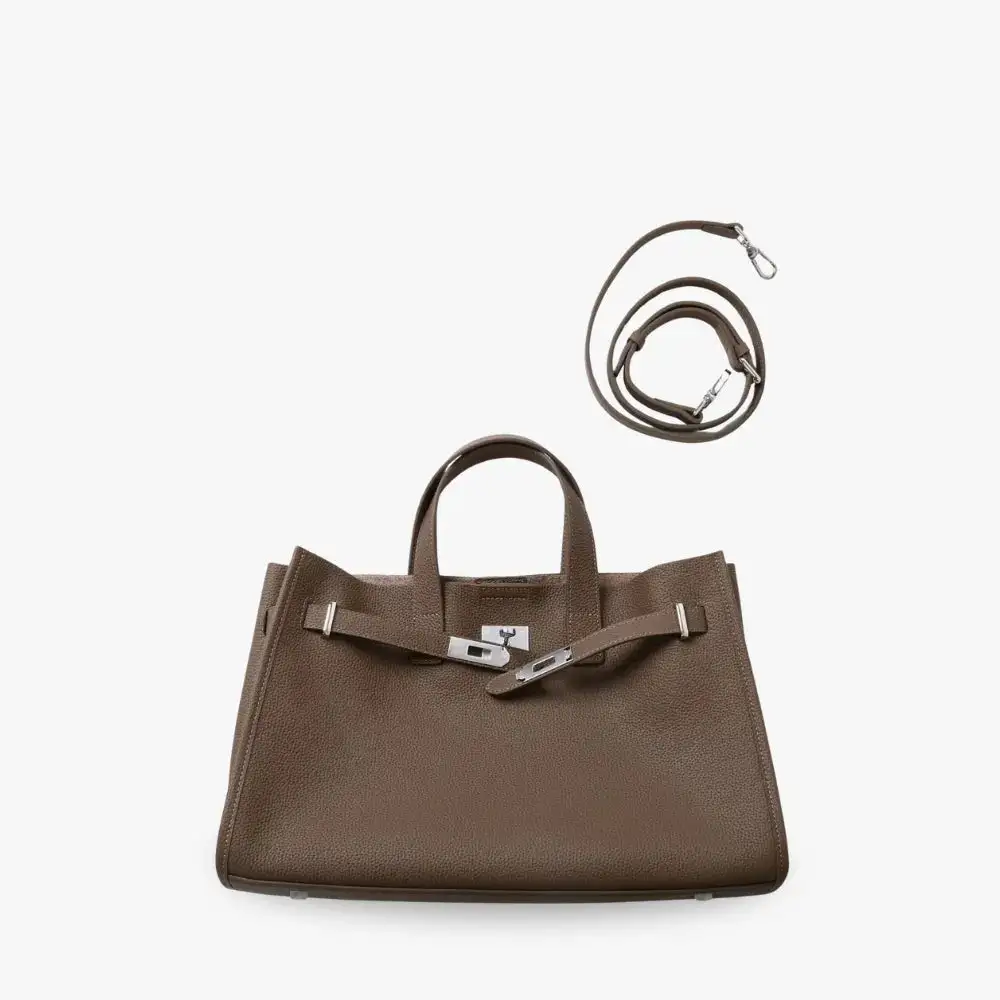 Open Top Soft Grain Shoulder Bag