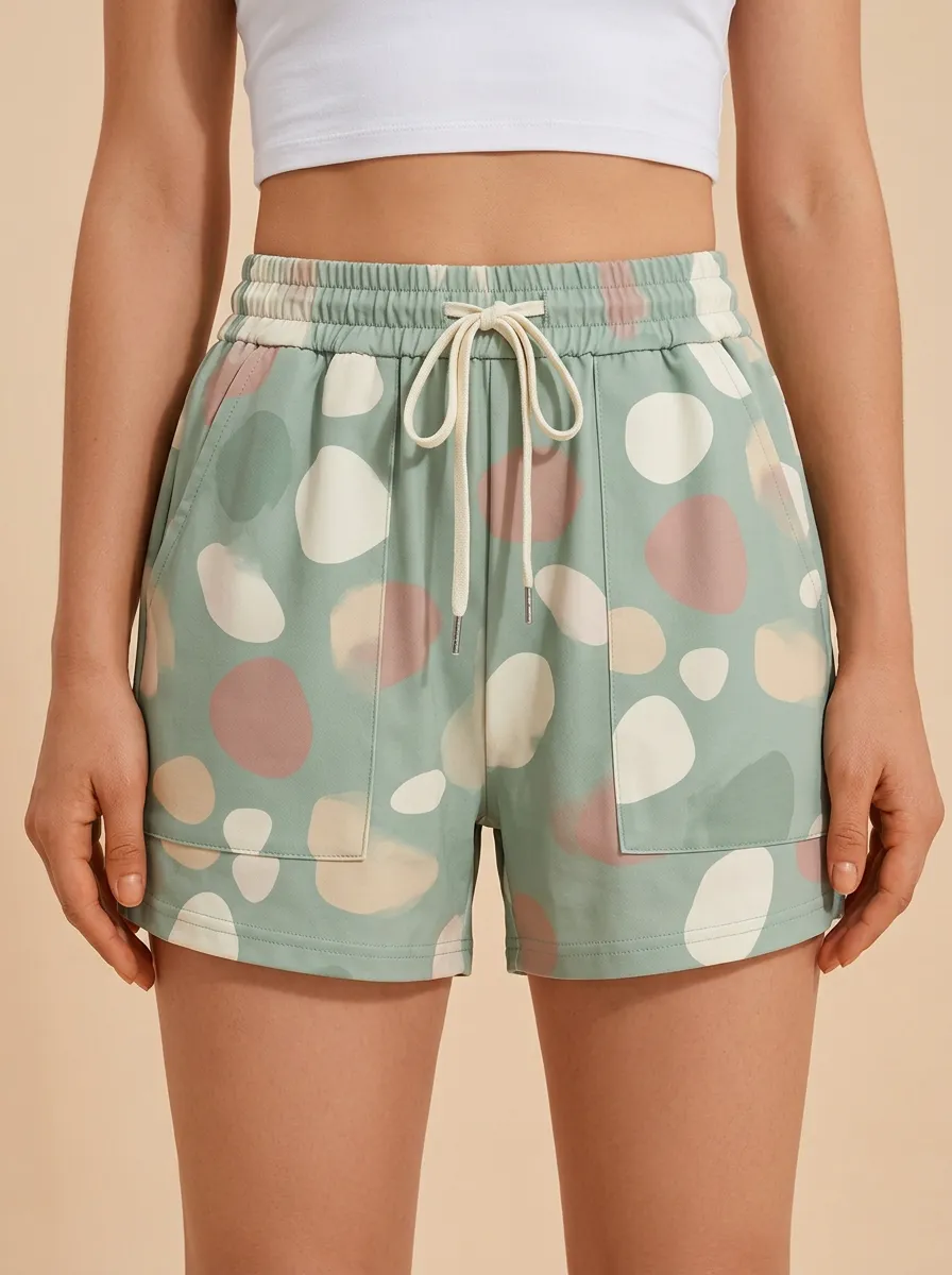 Women's Polka-Dot Patch-Pocket Casual Shorts