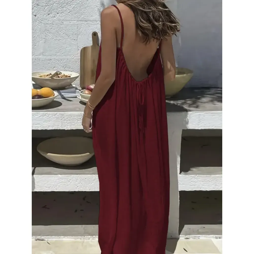 🔥Women's Cotton Linen Backless Loose Dress🔥10-Pack - All Colors Included, Only $24