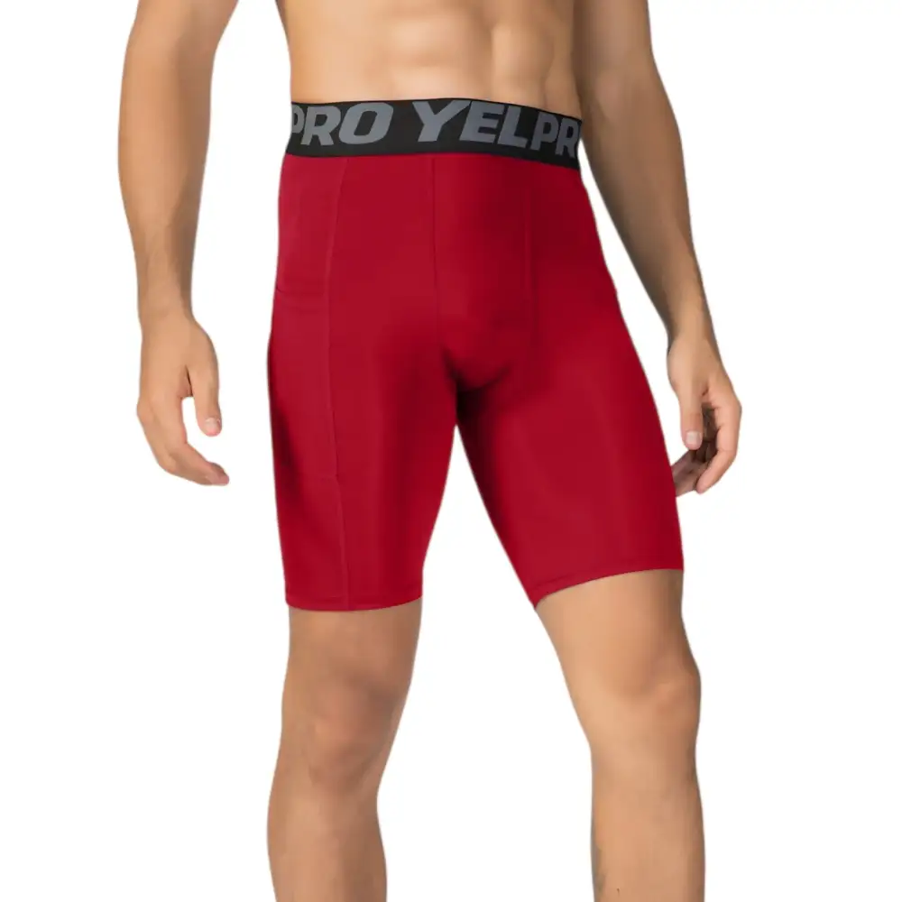 Elastic-Waist Wide-Waistband Compression Stretch Men's Athletic Shorts