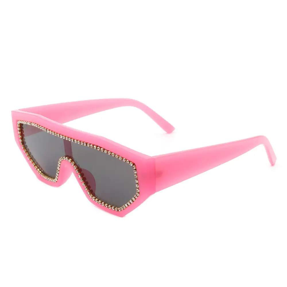 Glossy Square Geometric Frame Sunglasses