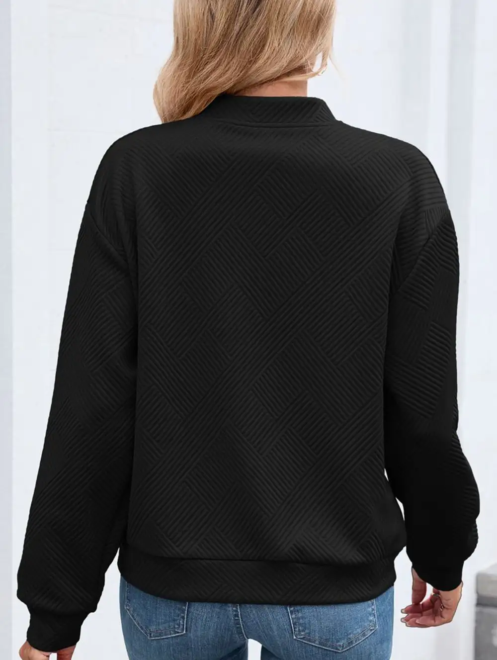 Crew Neck Zipper Loose Long Sleeve Sweatshirt