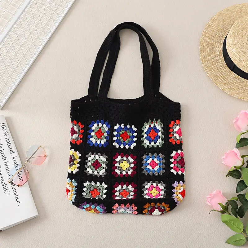 Crochet Granny Square Bag Floral Patchwork Bag