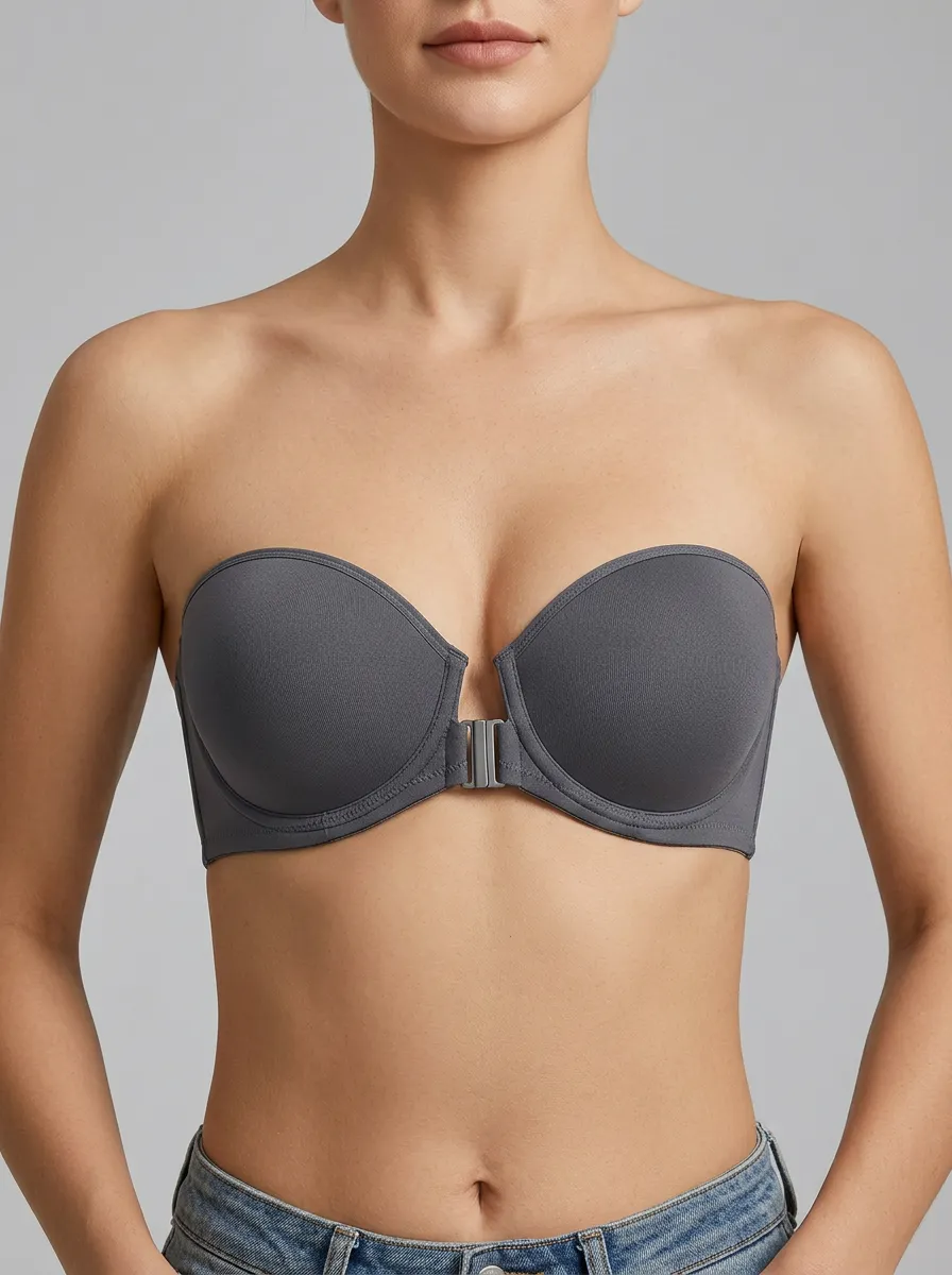 Women's Underwire Smooth-Finish Front-Closure Strapless Bra