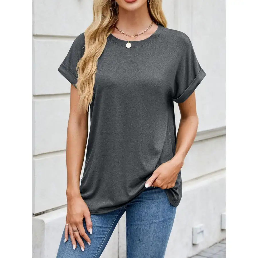Polished Casual Rolled Sleeve T-shirt