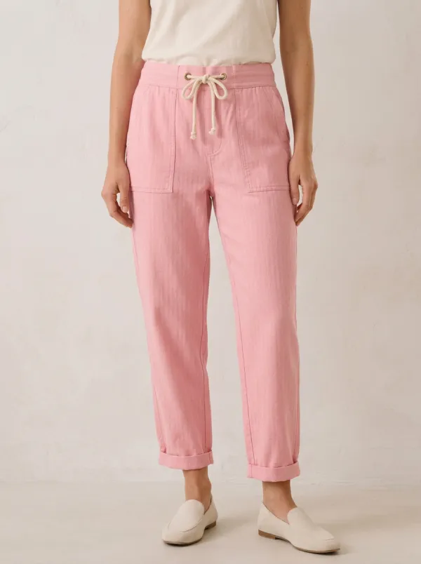 Women's Herringbone Adjustable Drawstring Waist Pants