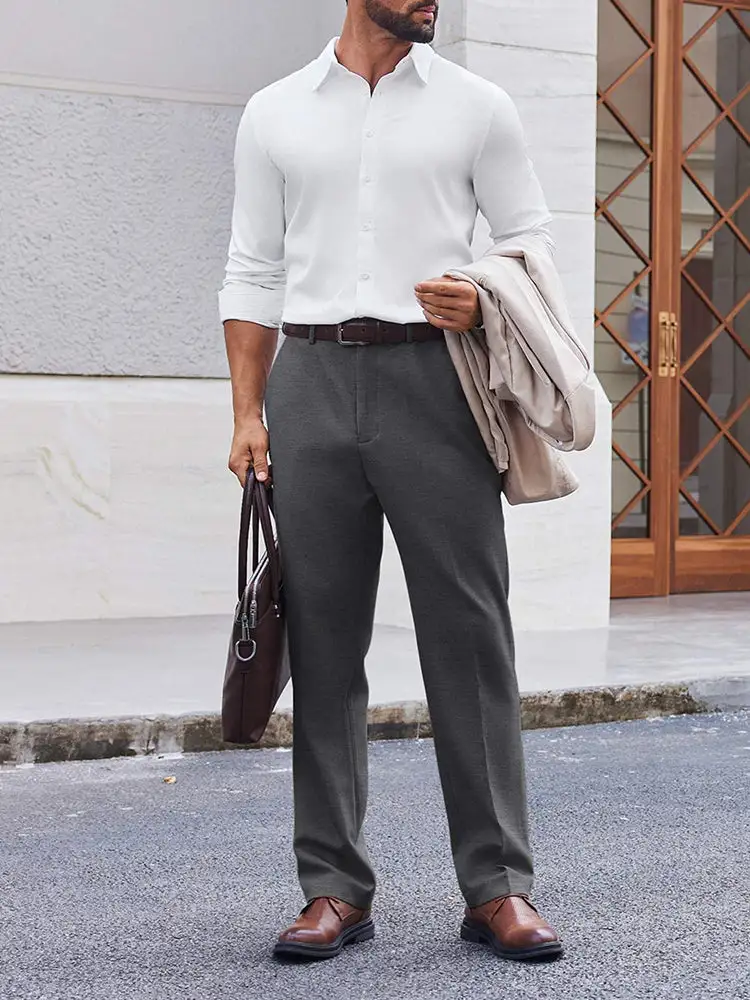 Comfort Flat Front Dress Pants