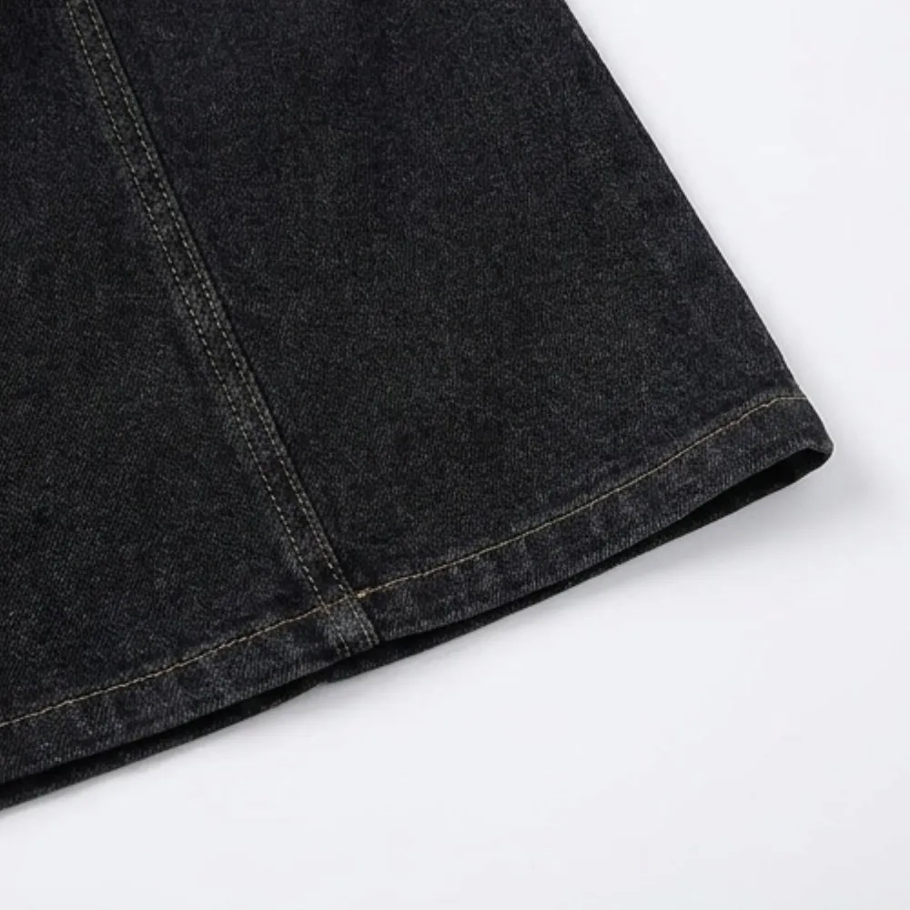 V Neck Pocket Denim Midi Dress