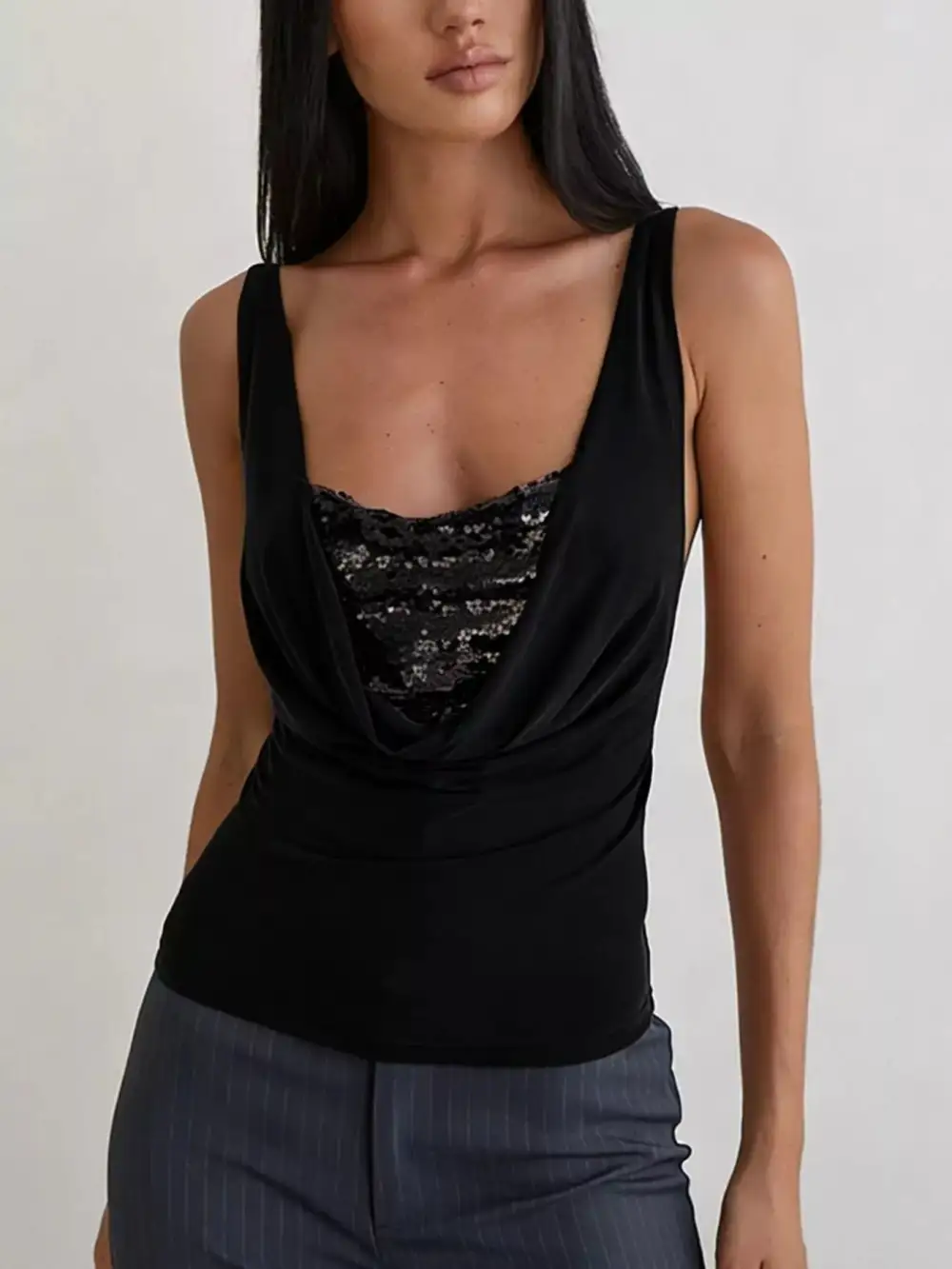 Sequin Detail Ruched Tank