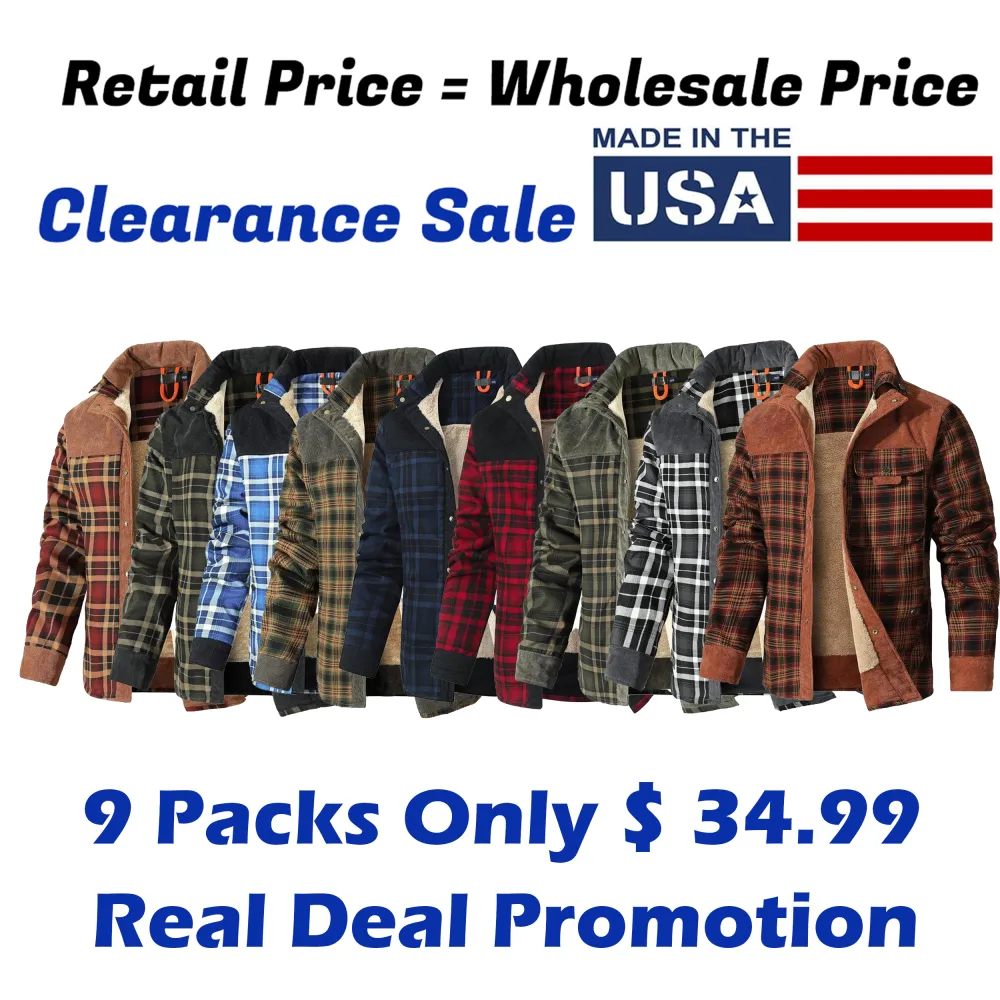 Men's Plaid Flannel Autumn and Winter Warm Jacket