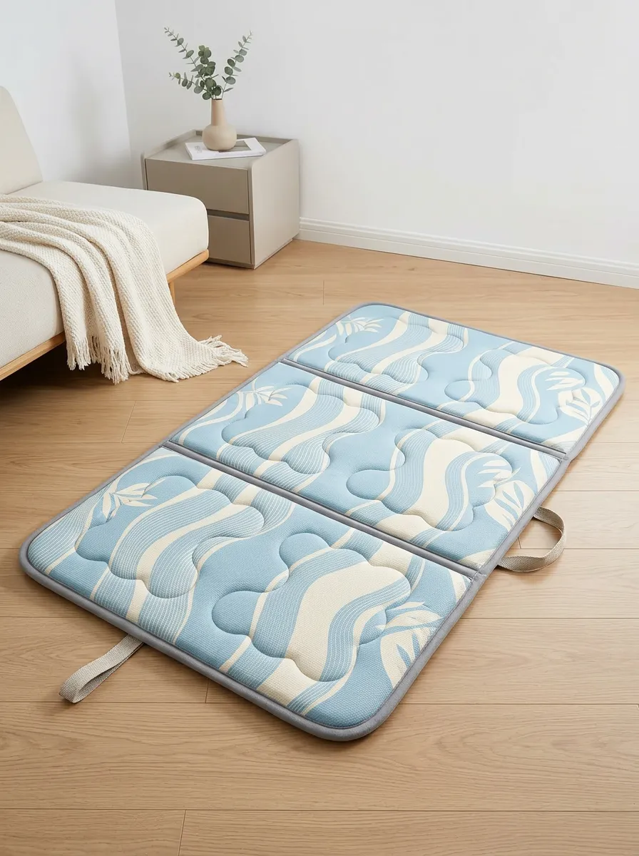 Summer Cooling Blue Wave Leaf Pattern Cooling Mat