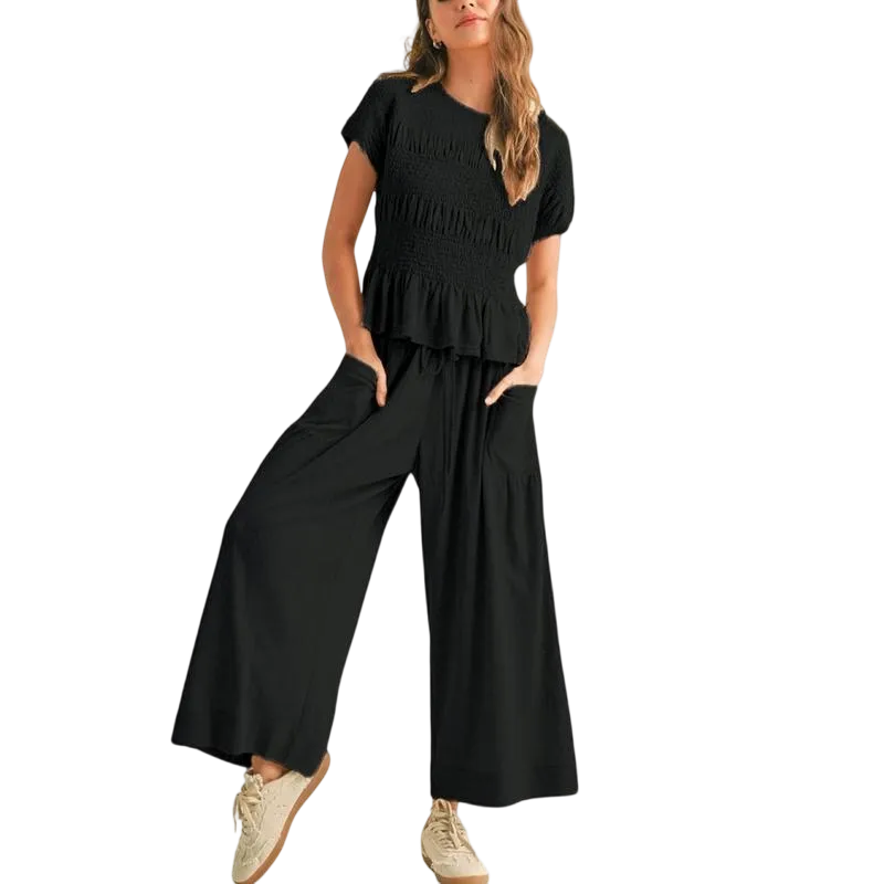 Women’s 2-Piece Smocked Top & Wide-Leg