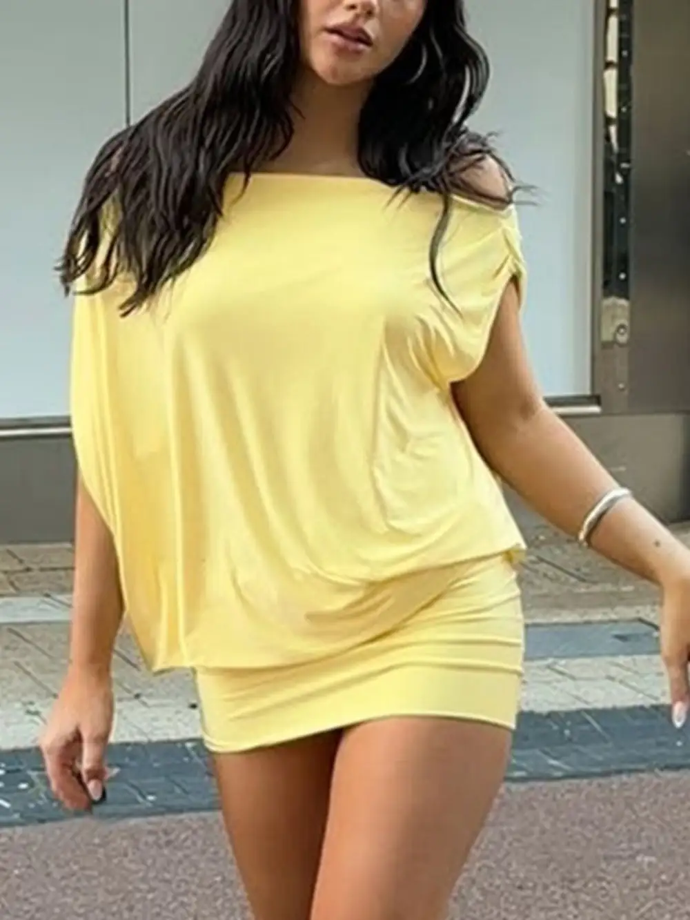 Relaxed Shape Ruched Mini Dress