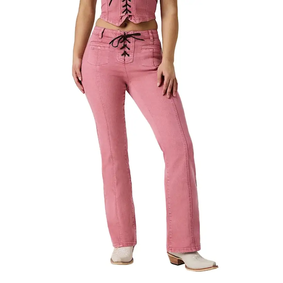Women's Classic Bootcut Mid Rise Lace Detail Jeans