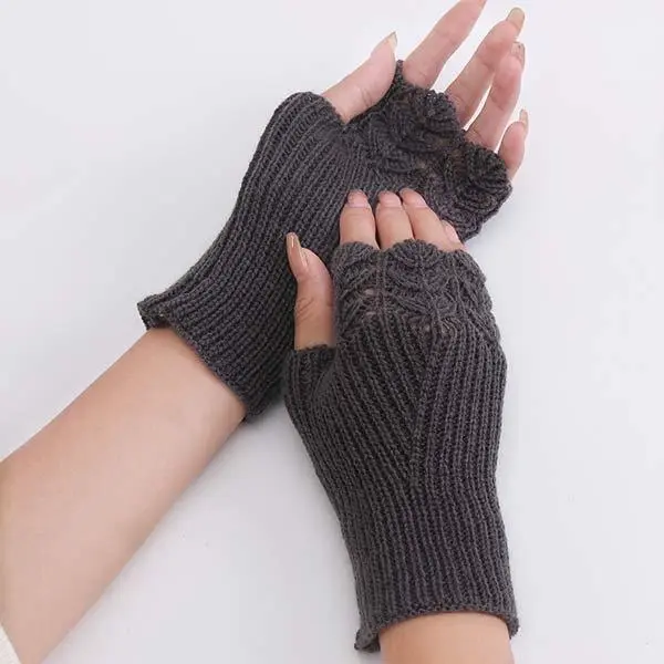 Knitted Warm Half Finger Mitts 11295498C