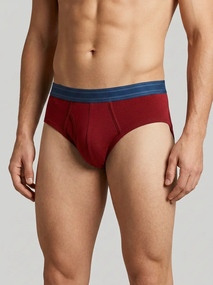 Men's Solid Grey Elastic Waistband Cotton Briefs