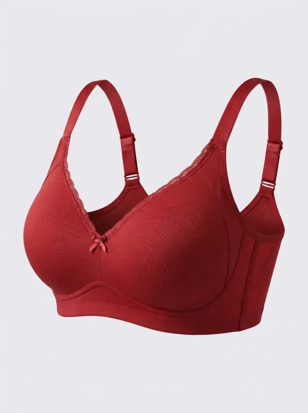 Women's Full-Coverage Lace-Trim Bow-Detail Adjustable-Strap Bra