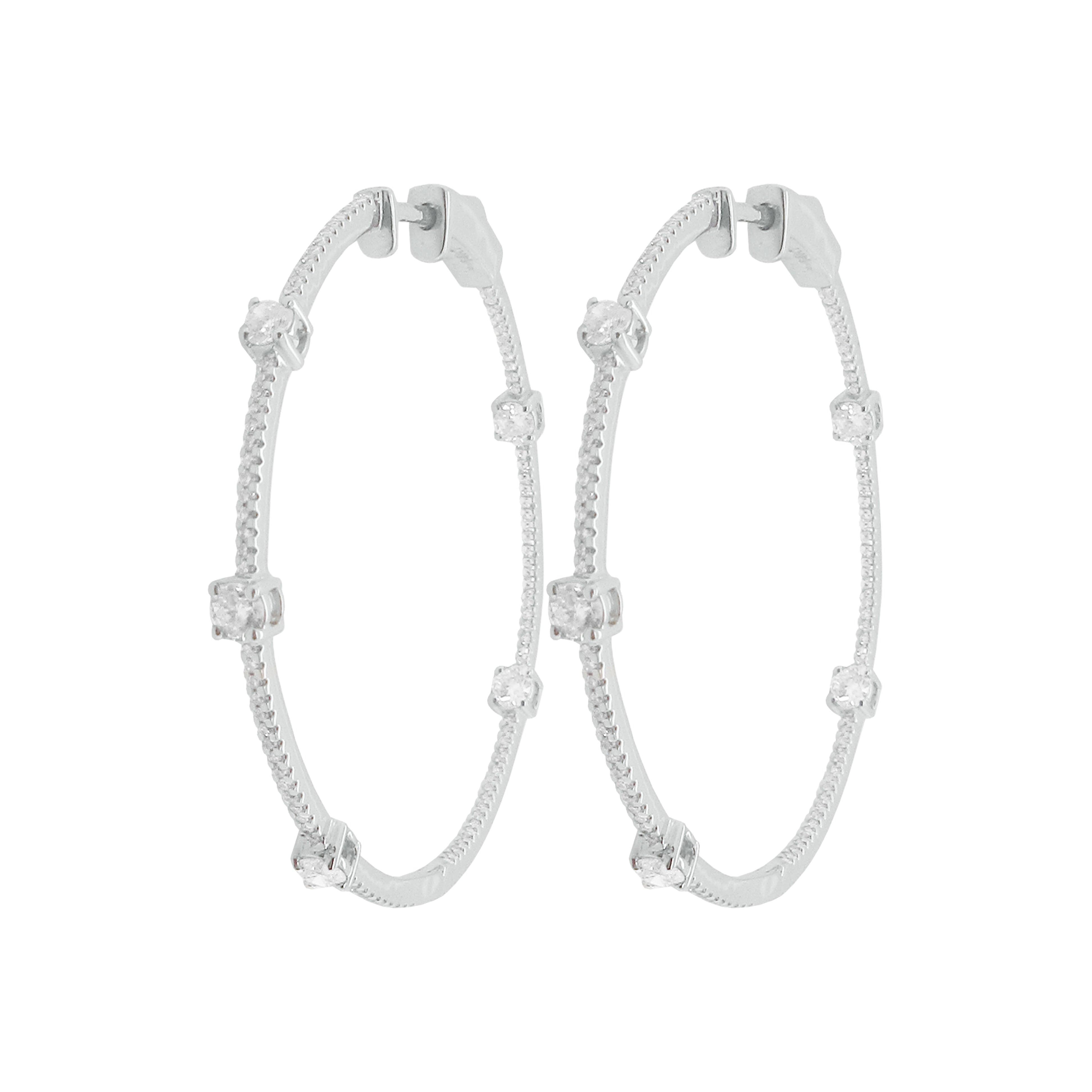 Delicate Layered Gem Detail Hoop Earrings