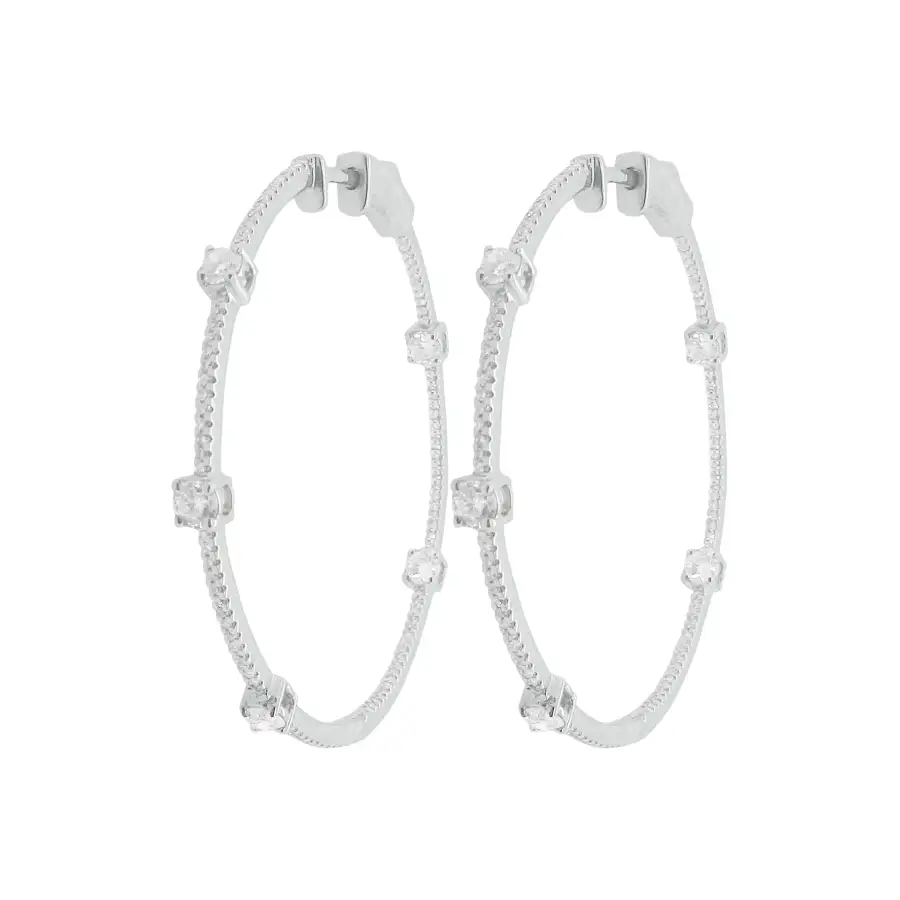 Delicate Layered Gem Detail Hoop Earrings