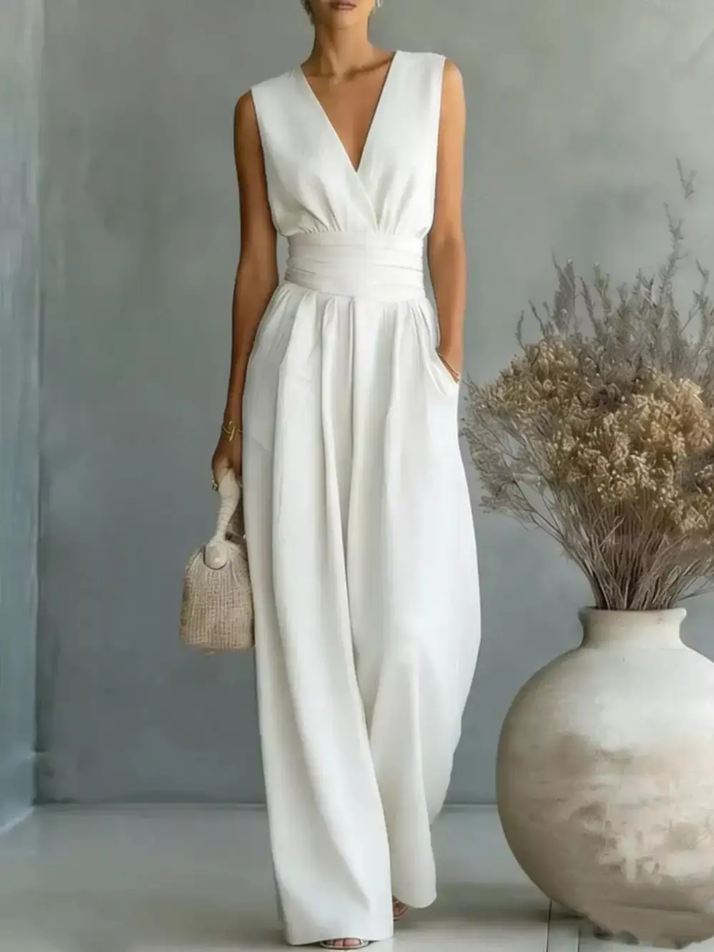 Casual Wide Leg Sleeveless Jumpsuit
