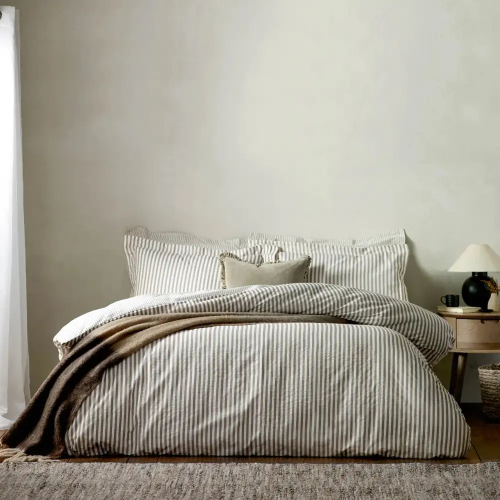Tailored Bedroom Reversible Stripe Cotton Duvet Cover Set