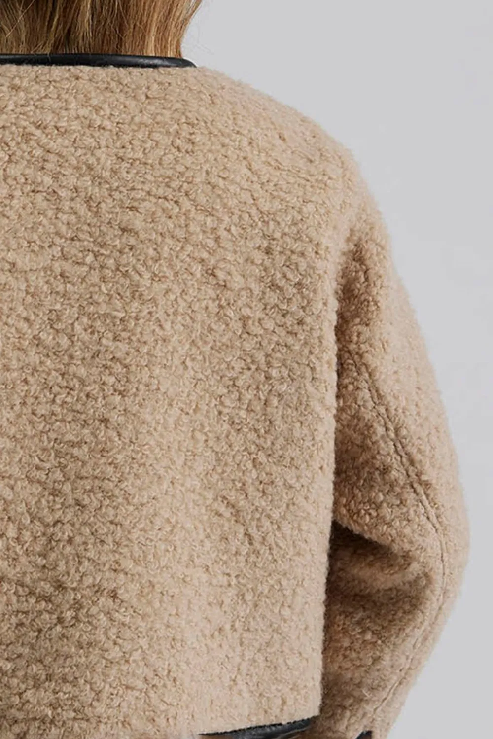 Shearling Trimmed Button Front Jacket