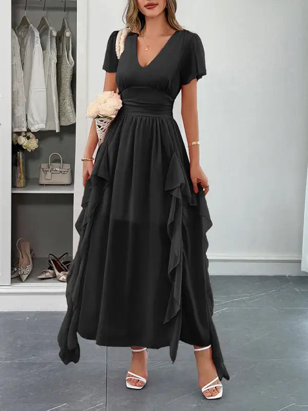 Gathered Detail Short Sleeve Dress