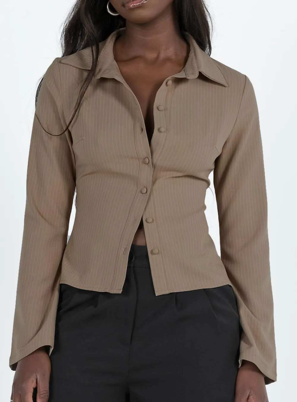 Casual Edit Button Up Collared Shirt