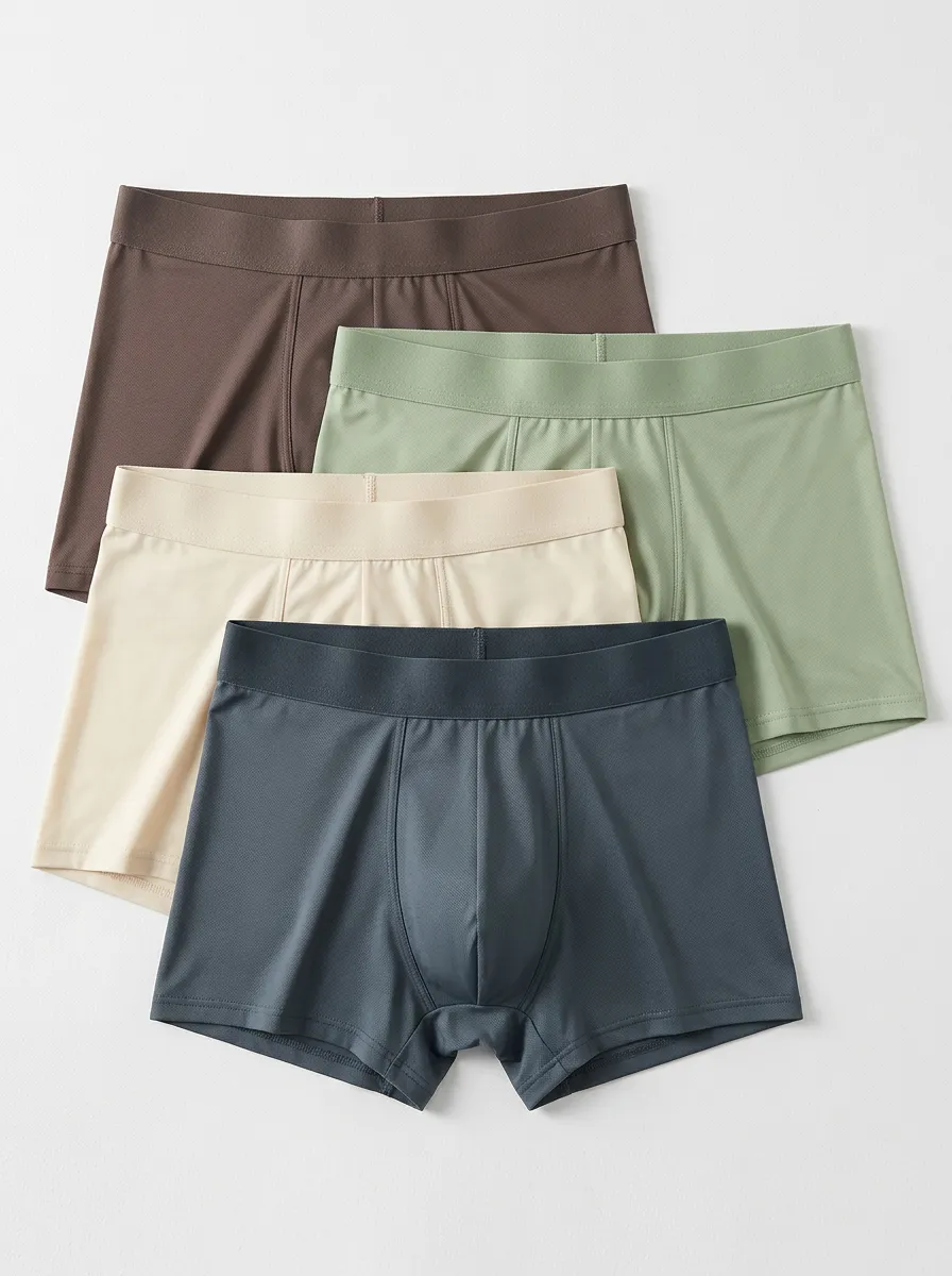 Active Solid Breathable Performance Look Men's Four Pack Boxer Briefs