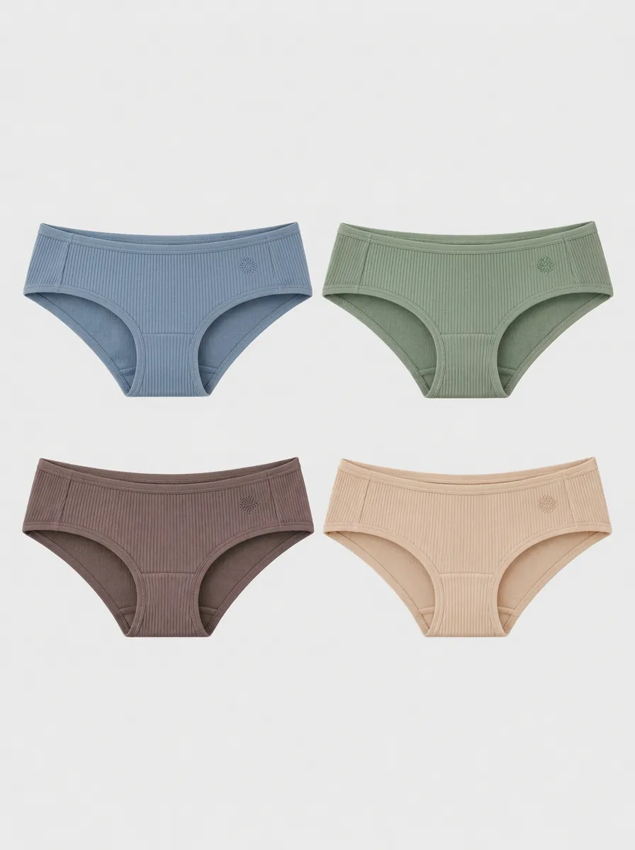 Women's Multicolor Ribbed Hipster Briefs 4-Pack