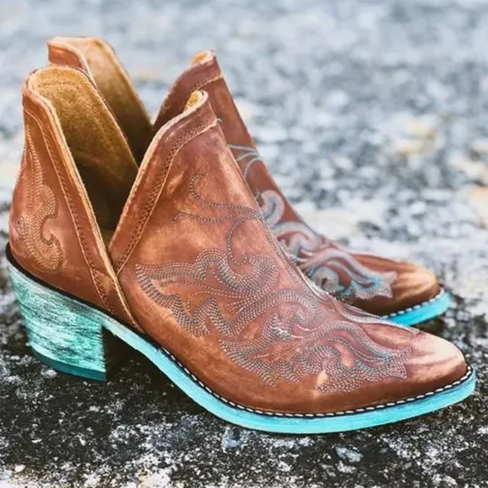 Women’s Autumn Winter Casual Western Cowboy Ankle Boots