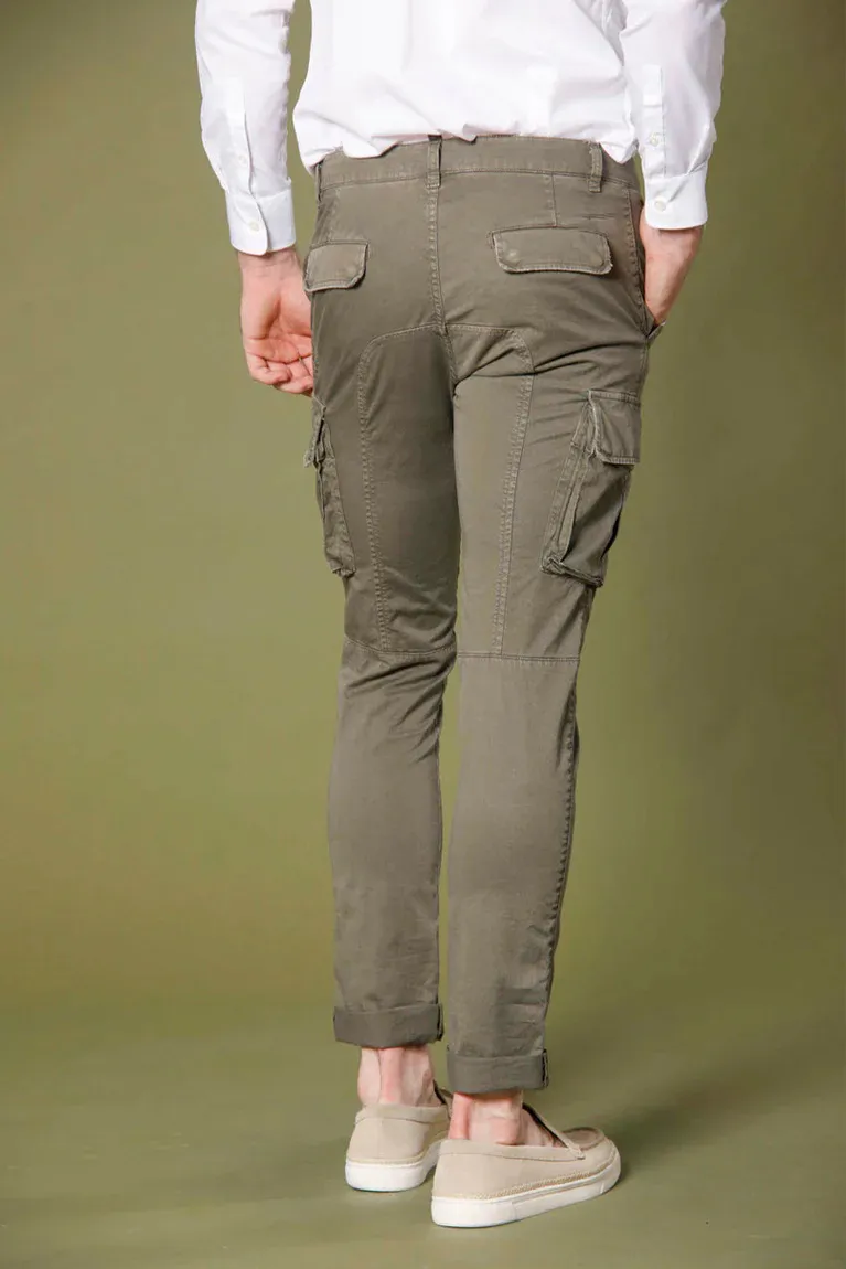 Military Green Men's Slim Fit Cotton Stretch Overalls