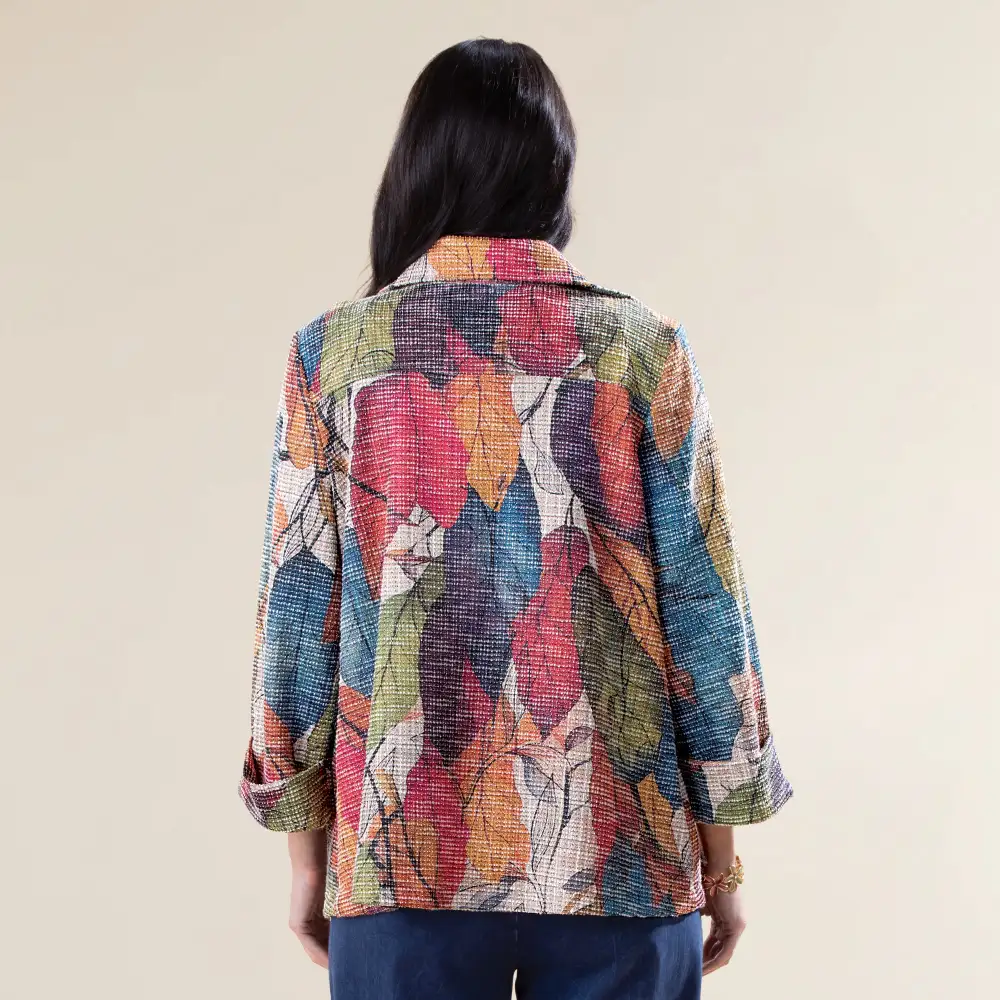 Falling Leaves Button Up Boucle Jacket