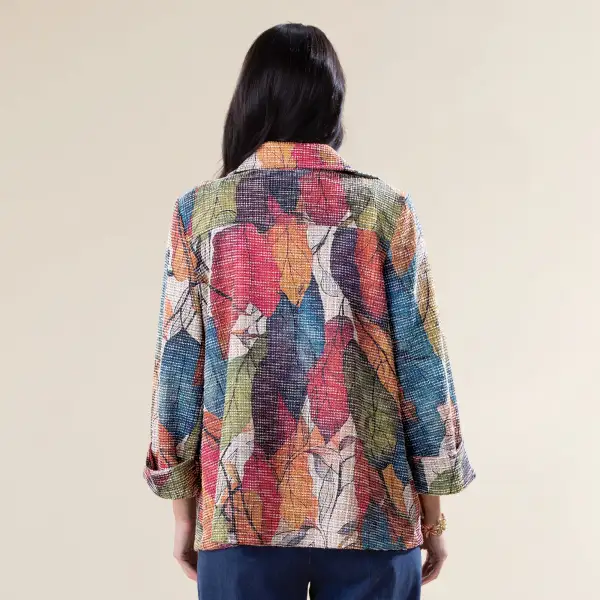 Falling Leaves Button Up Boucle Jacket