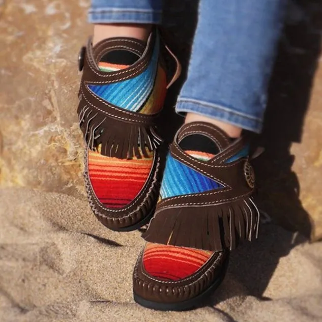 Brown Winter Flat Heel Tassel Boots
