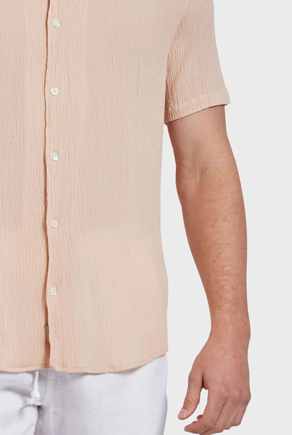 Peach Textured Short Sleeve Shirt
