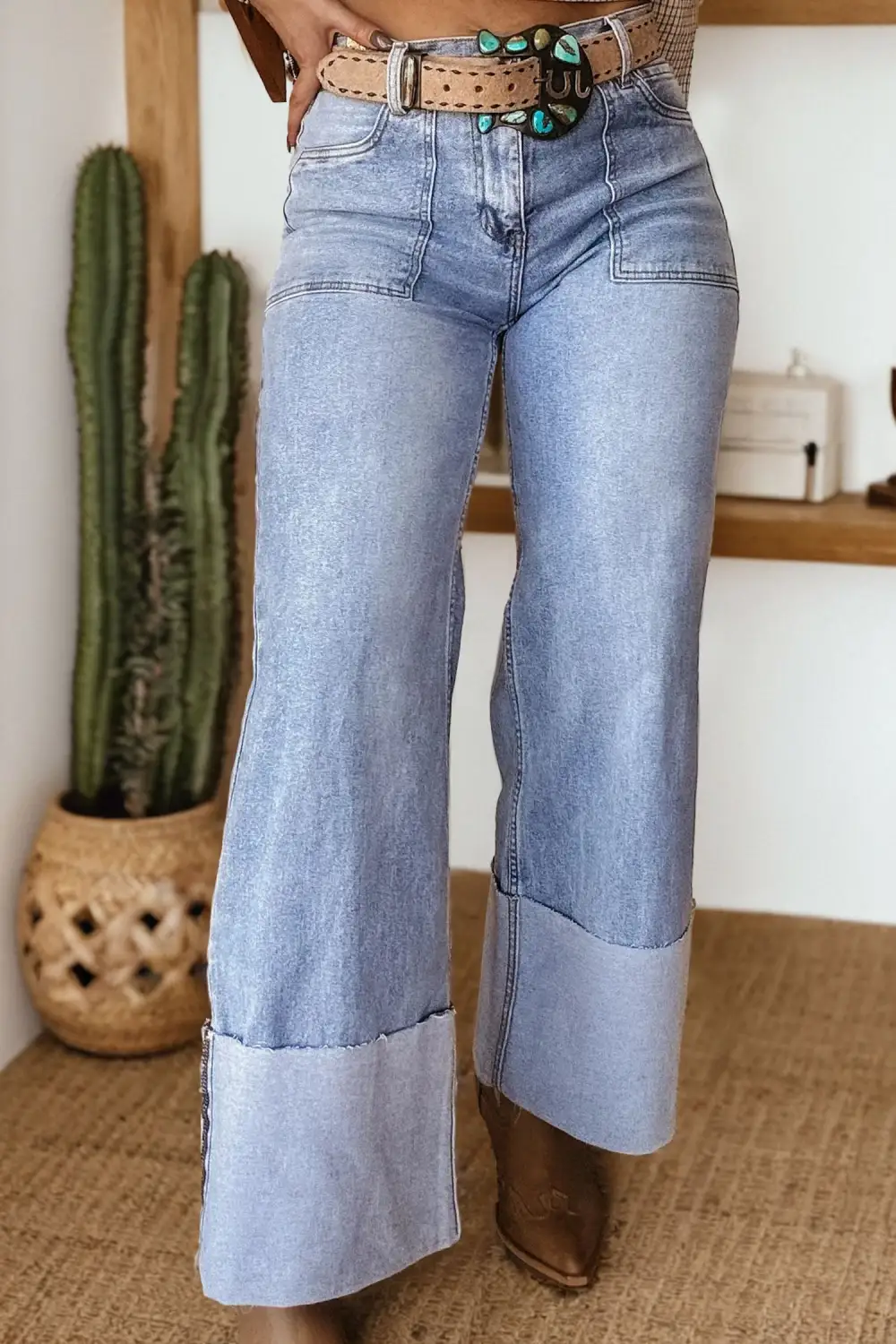 Loose Turn-up Cuffs Jeans