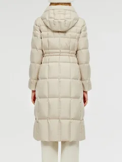 Drawstring Hooded Long Goose Down Coat