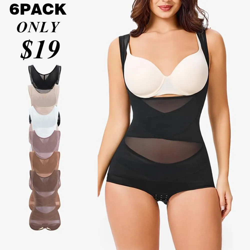 6PACK-Women's Clothing Mesh Breathable Basic faja Shapewear-ONLY 19