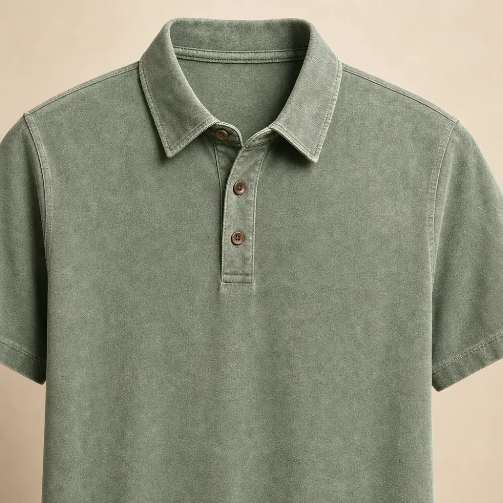 Men’s Vintage Wash No-Pocket Polo Shirt