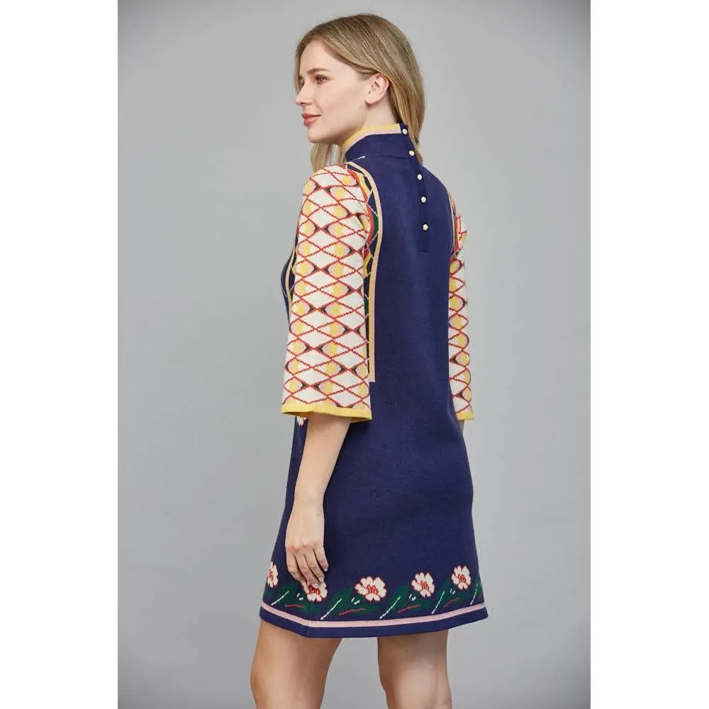 Floral High Neck Casual Dress