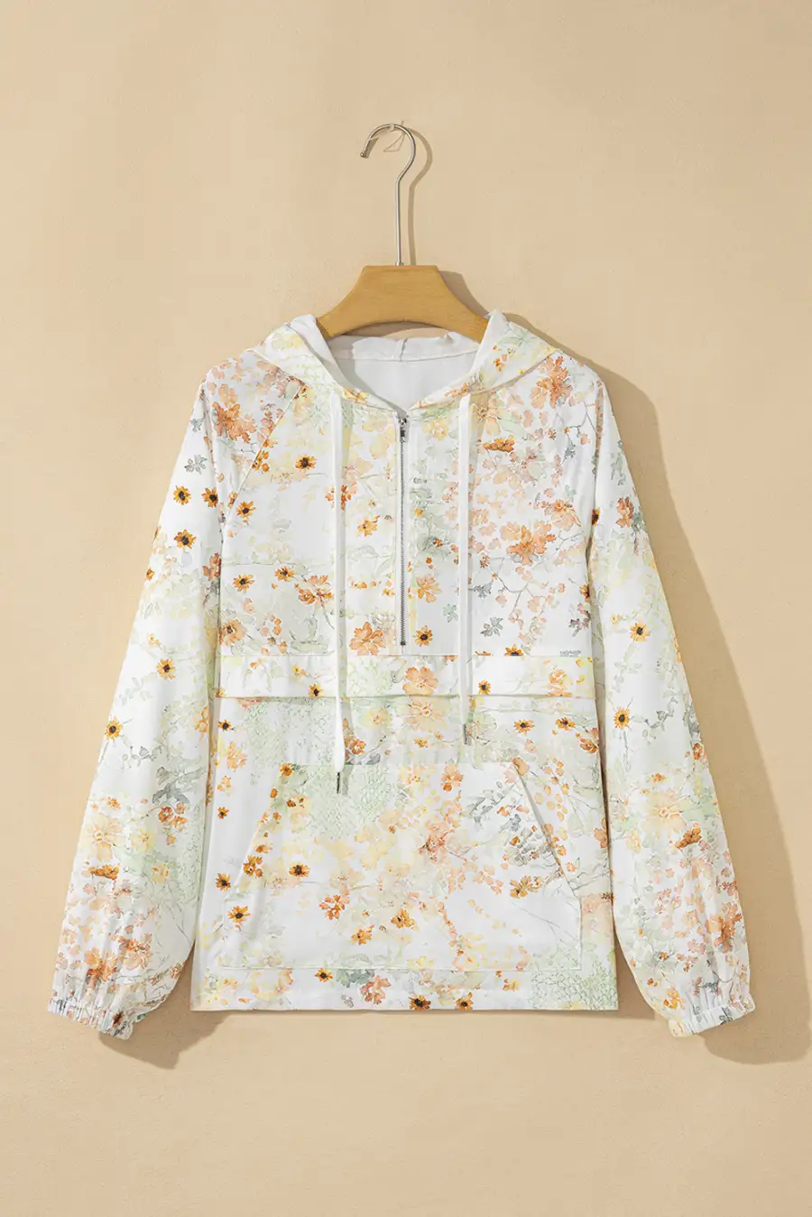 Women's Floral Print Long Sleeve Zip Detail Top