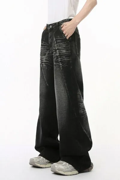 Easygoing Washed Stretch Straight Leg Jeans