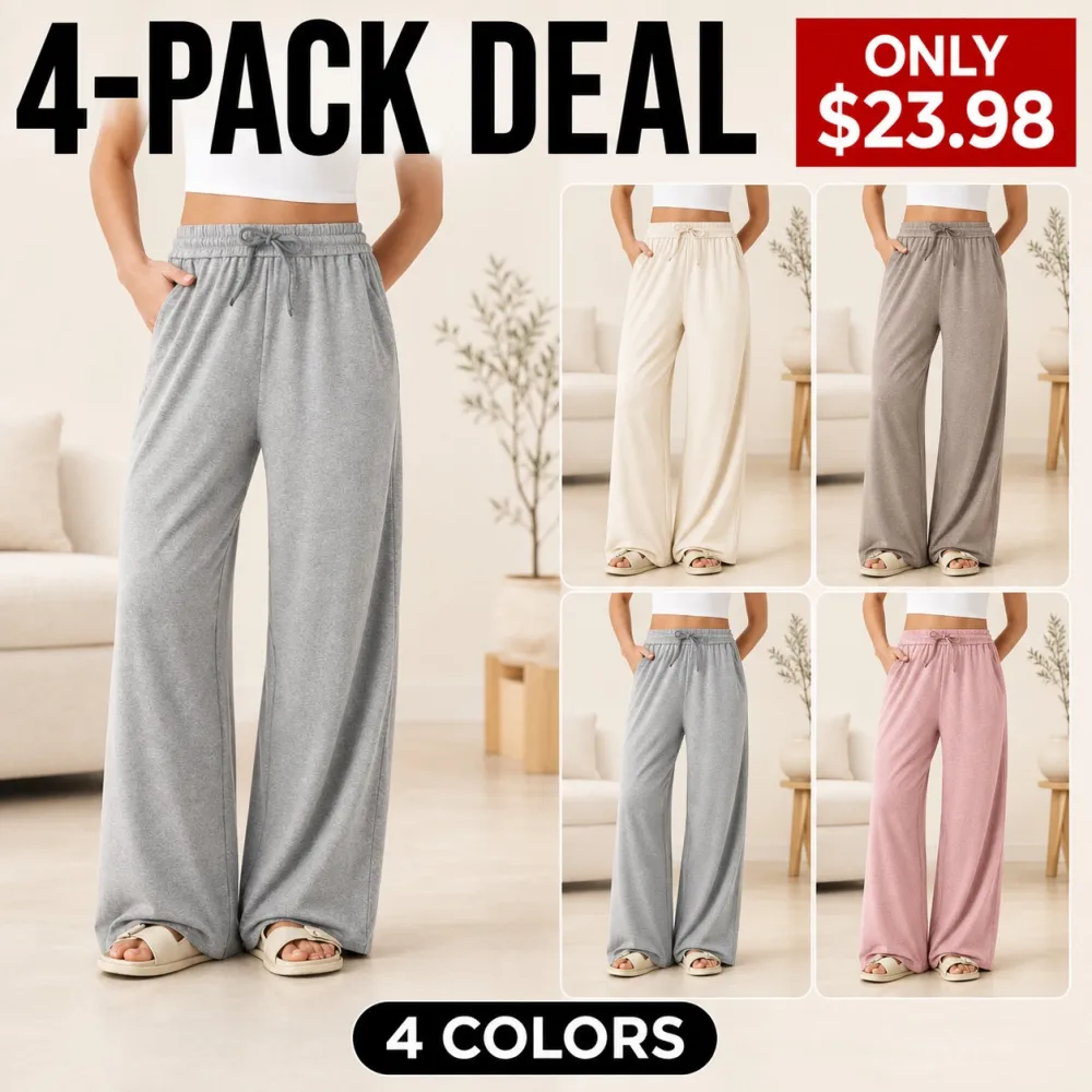 Women's High Waisted Drawstring Wide Leg Casual Pants