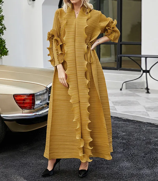 Original Pleated Long Neck Maxi Dress