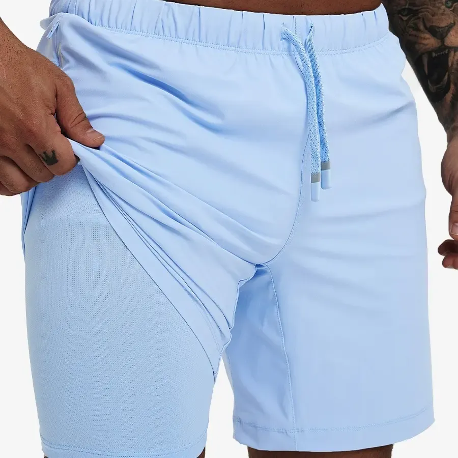MAELREG Men's 2-in-1 Running Shorts with Liner, Outdoor Hiking Gym Training Shorts, Breathable Athletic Workout Shorts with Towel Hook