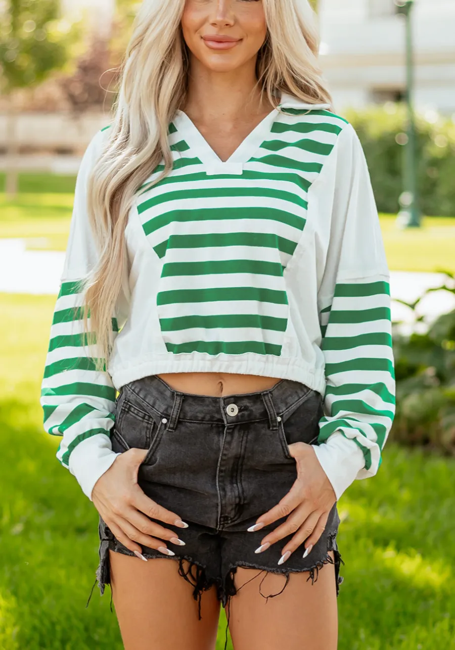 Women's Striped Colorblock Knit Pullover Top