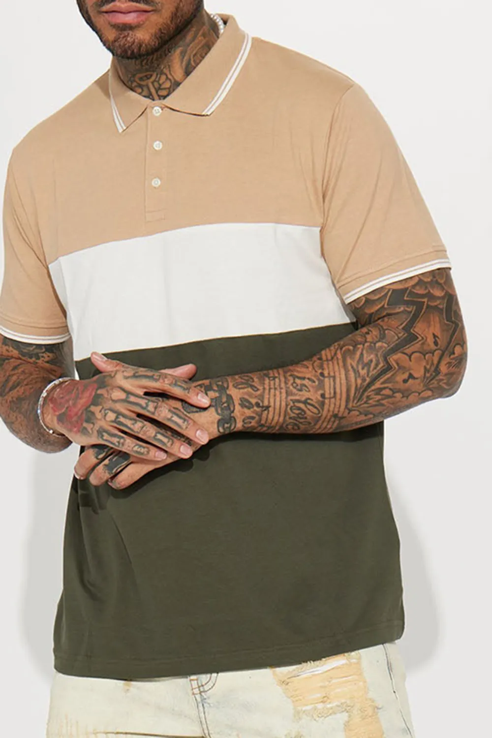 Color Block Short Sleeve Polo - Multi Color