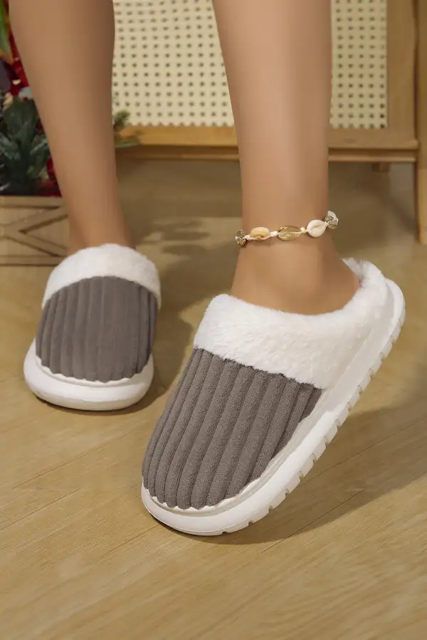 Ribbed Plush Indoor Slippers